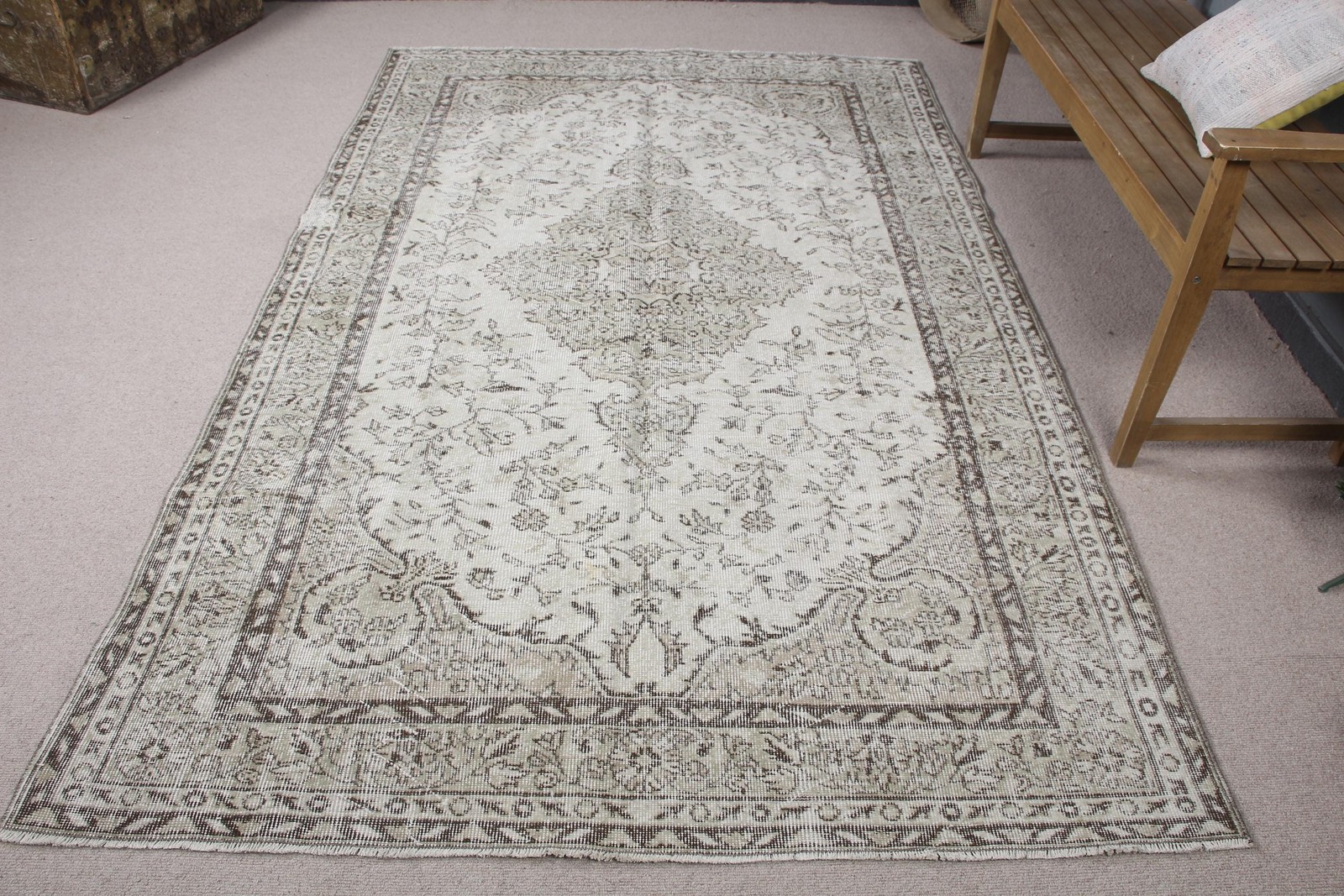 5,4×8,5 ft Rug, Turkish Vintage Rug, Gray Oriental Rug