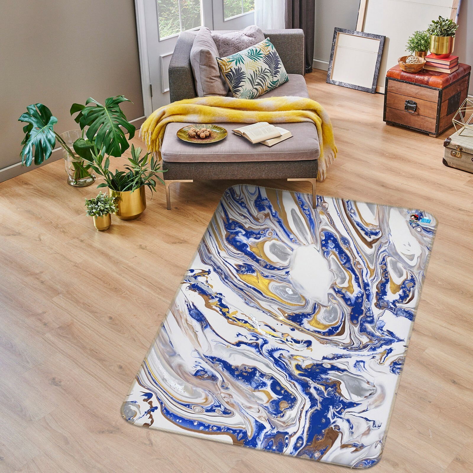 3D Blue White ZHUA002 Game Non Slip Rug Mat Photo Carpet Valerie Latrice Zoe