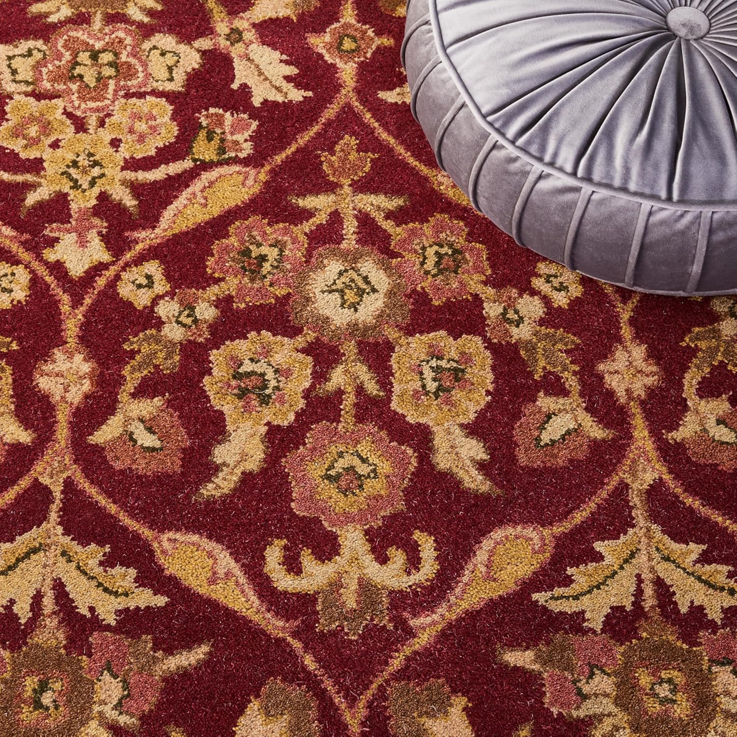 Handmade 3′ x 5′ Premium Wool Oriental Rug in Wine/Gold – Antiquity Collection