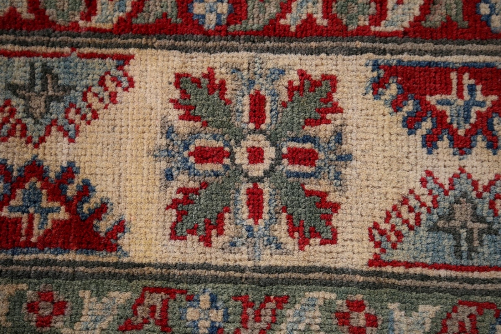 Vibrant Color Geometric Kazak Pakistani Traditional Rug Blue/ Ivory 4×6 ft