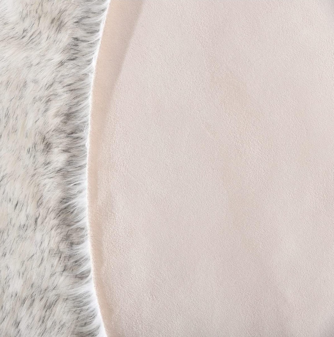 10′ x 14′ Faux Fur Area Rug White Grey Shaggy Carpet Room Mat Faux Suede Back