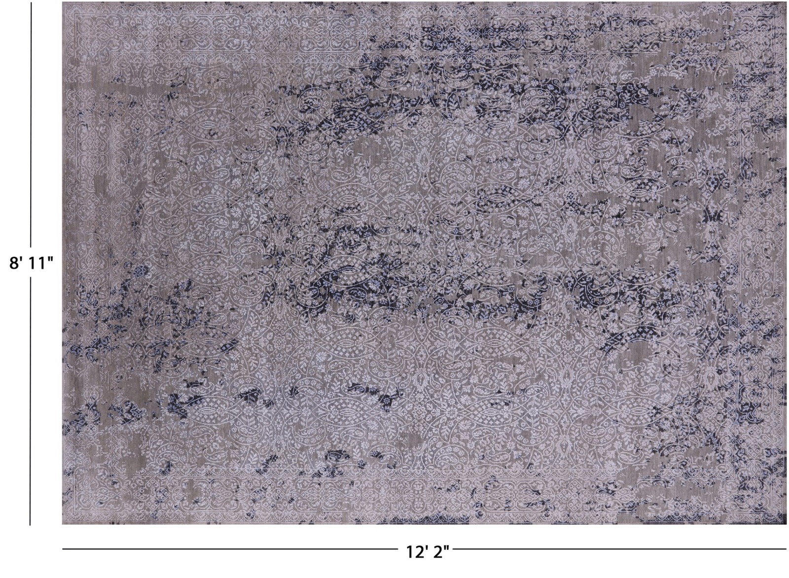 Wool & Silk Hand Knotted Modern Rug 8′ 11″ X 12′ 2″ – Q21685