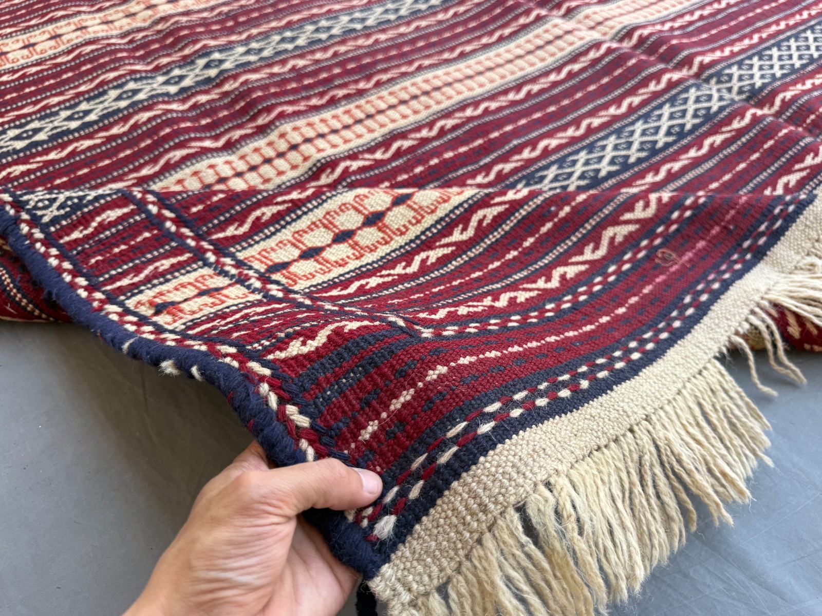 6×10 Handwoven Afghan Kilim Rug Geometric Striped Tribal Wool Flatweave Carpet