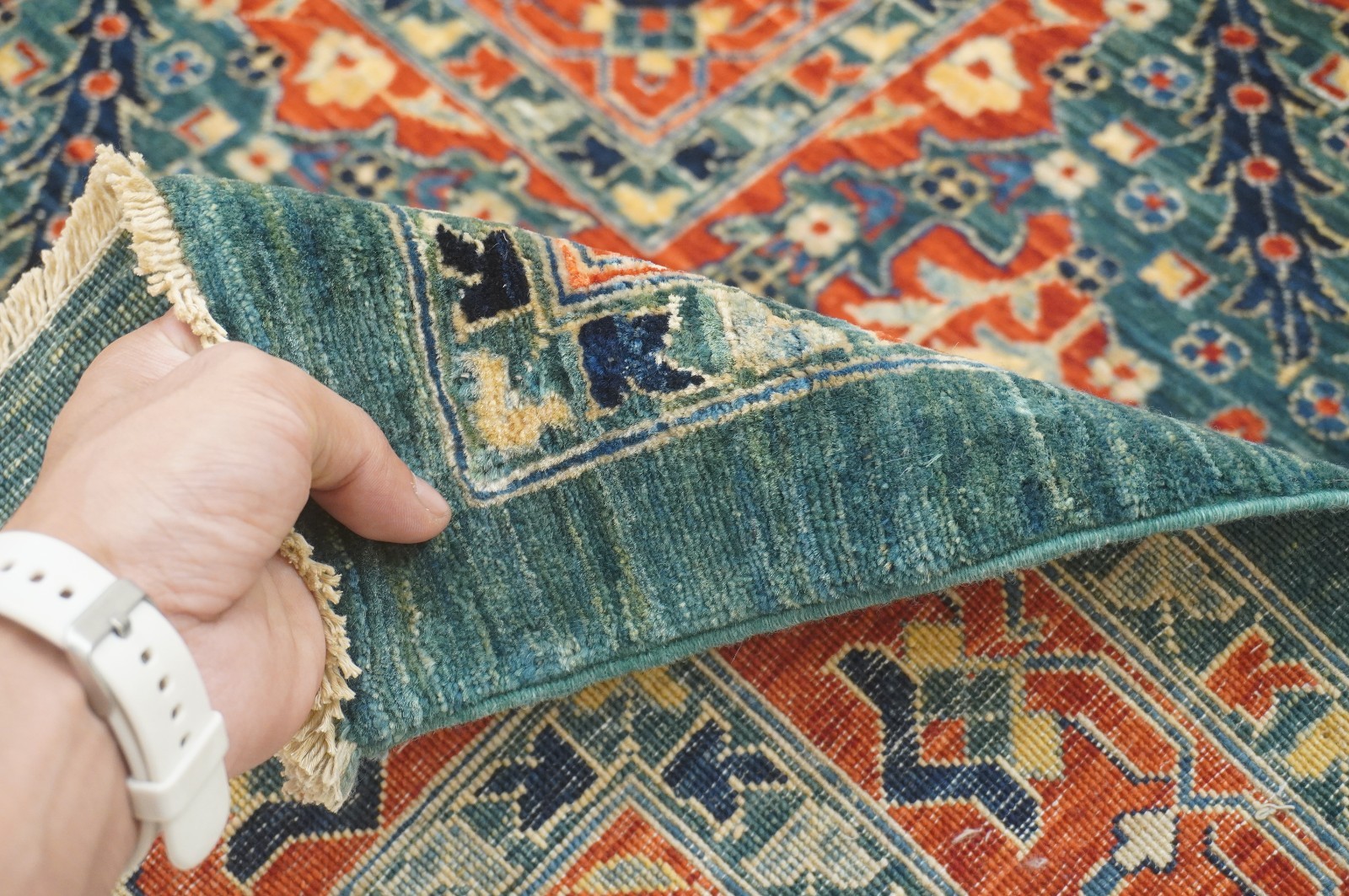 12×15 ft Green Turkish Hereke Hand Knotted Wool Oriental Rug ( 11’10″x14’4″ )