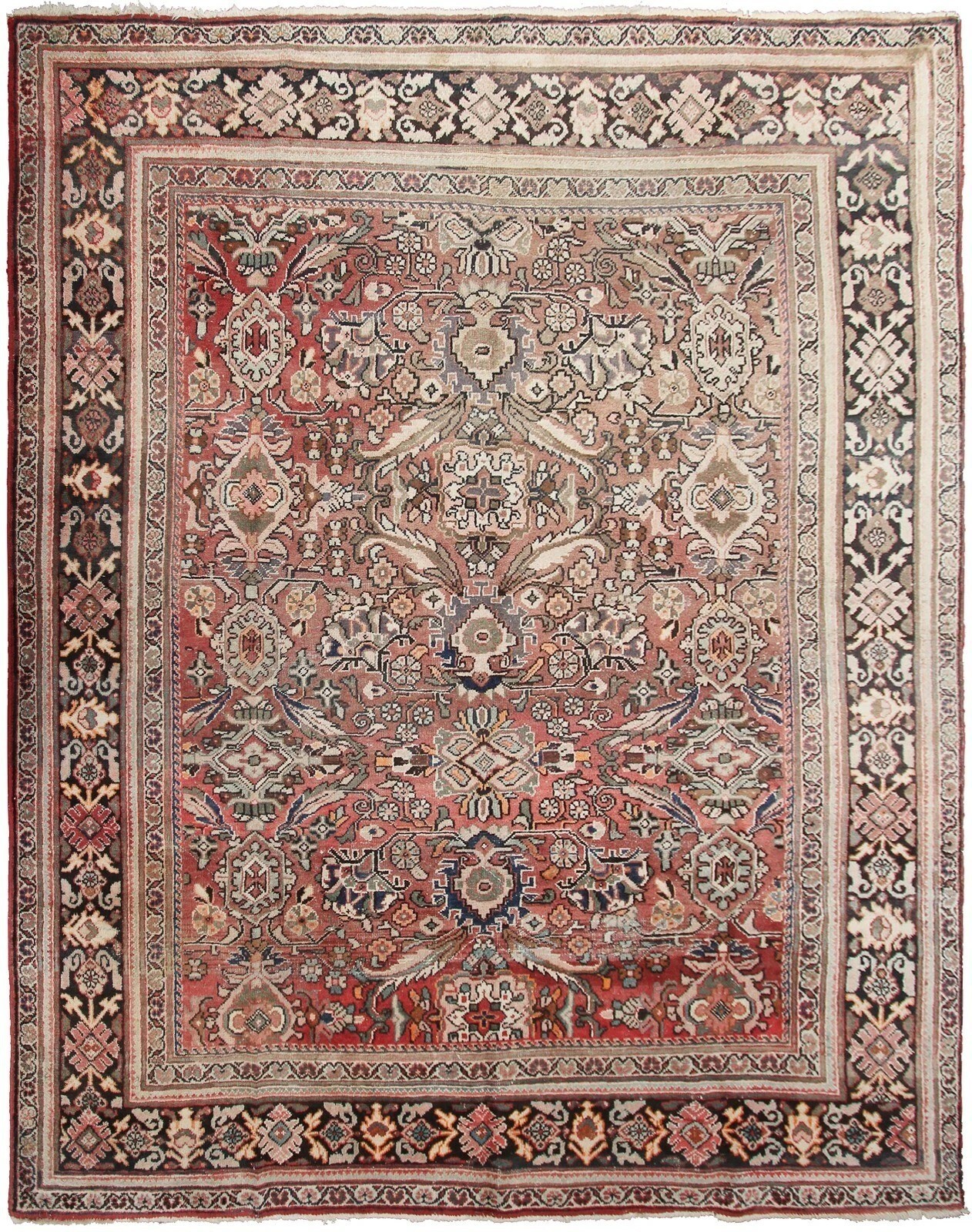 Antique 8×10 Handmade Wool Rug Detailed Ornamental Floral Pattern Design C.1920