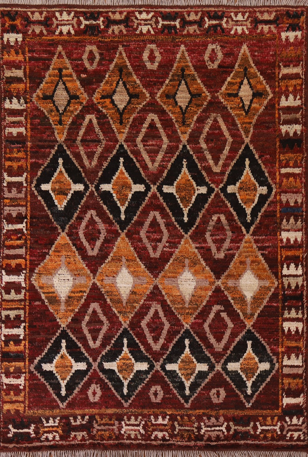 All-Over Geometric Moroccan Area Rug Living Room Handmade Berber Wool Carpet 6×8