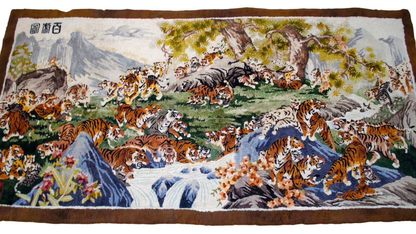 Ultra Rare Chinese 100 Tigers Sheepskin Art Rug – Masterwork Supersoft Area Rug