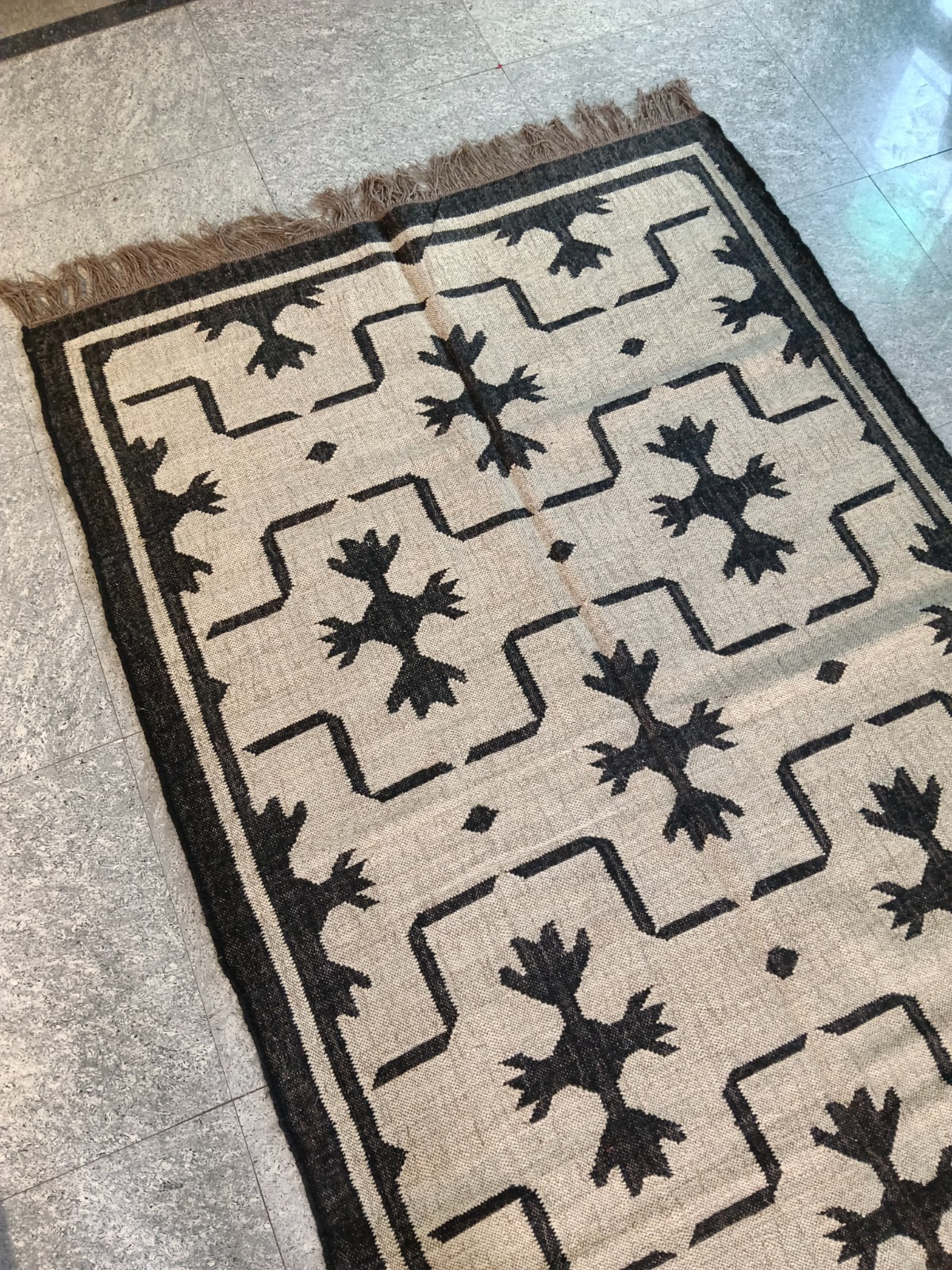 Handwoven Wool Jute Kilim Rug – Boho Area Rug, Rustic Living Room Carpet, Natura