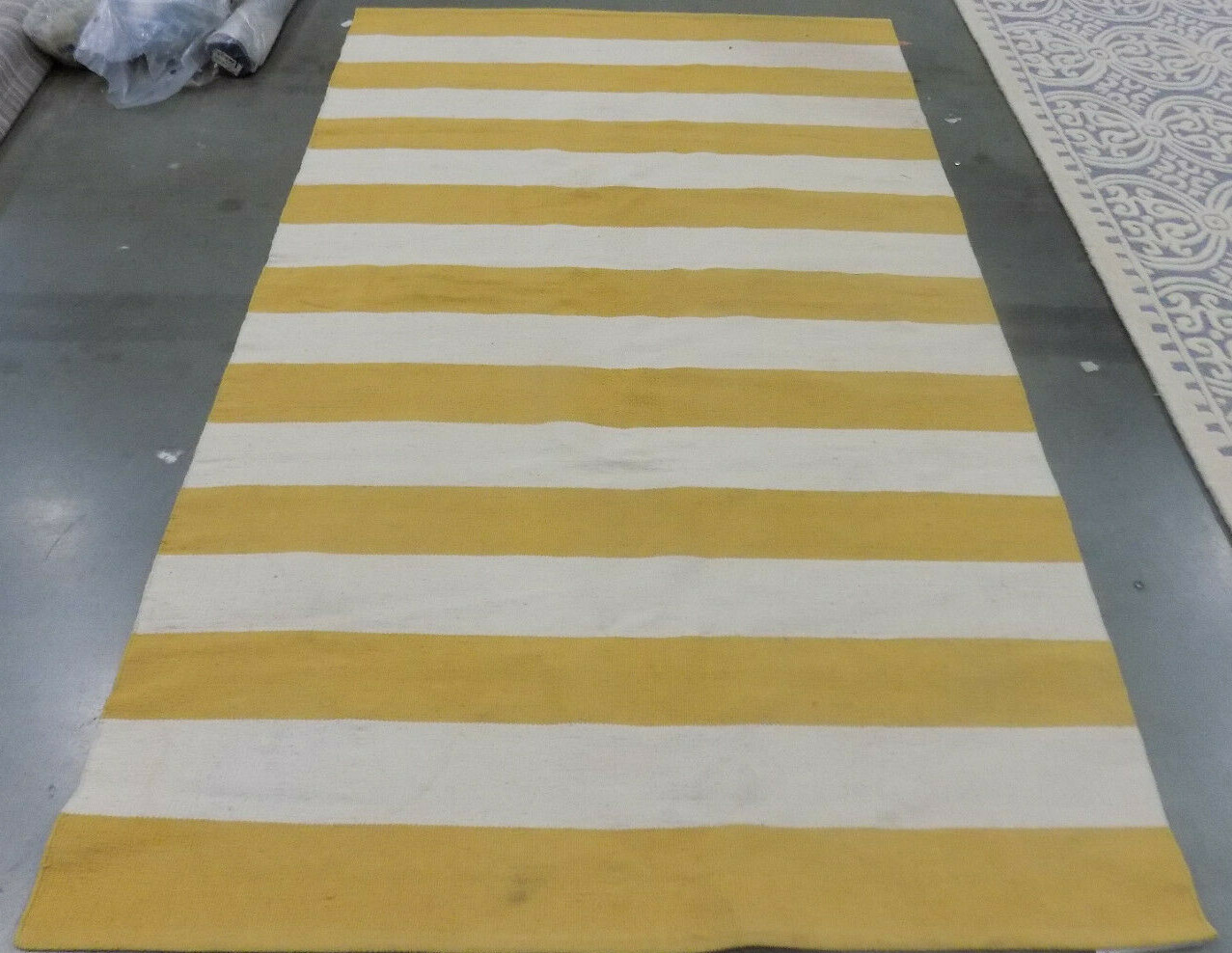 YELLOW / IVORY 5′ X 8′ Stained Rug Reduced Price 1172595602