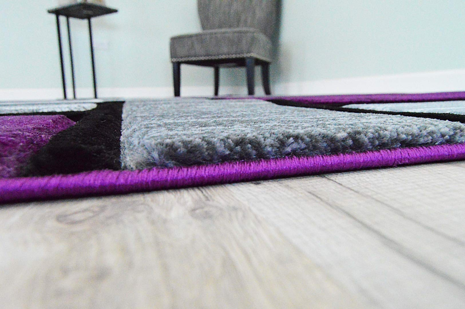 Premium Carved Modern Contemporary Abstract Rug 3995 Purple Grey 6’6”x6’6” R