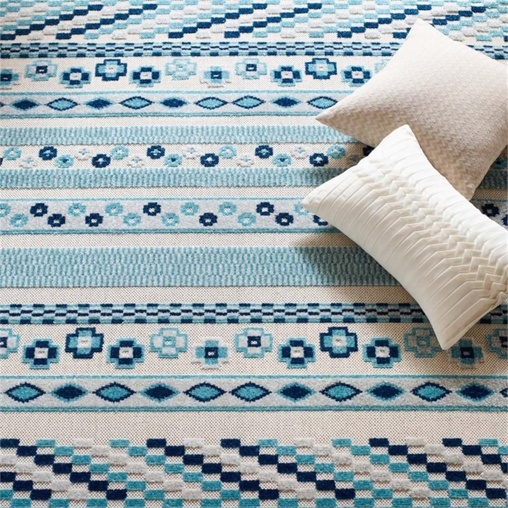 Modway Reflect 94.5×122″ Cadhla Geometric Lattice Area Rug in Ivory and Blue
