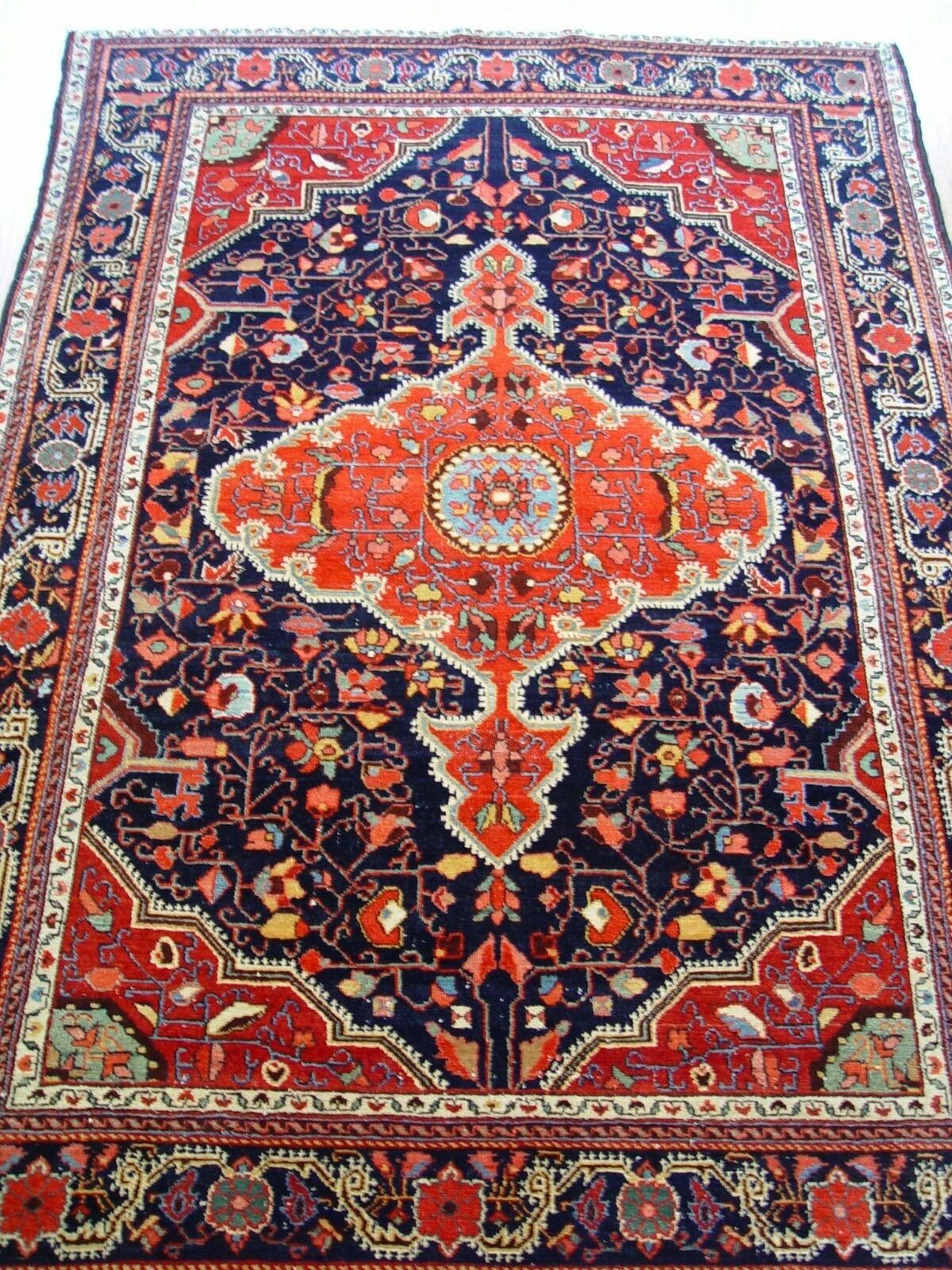4’10″x7′ ANTIQUE FLORAL SAROUKK HAND KNOTTED WOOL ORIENTAL RUG CLEANED