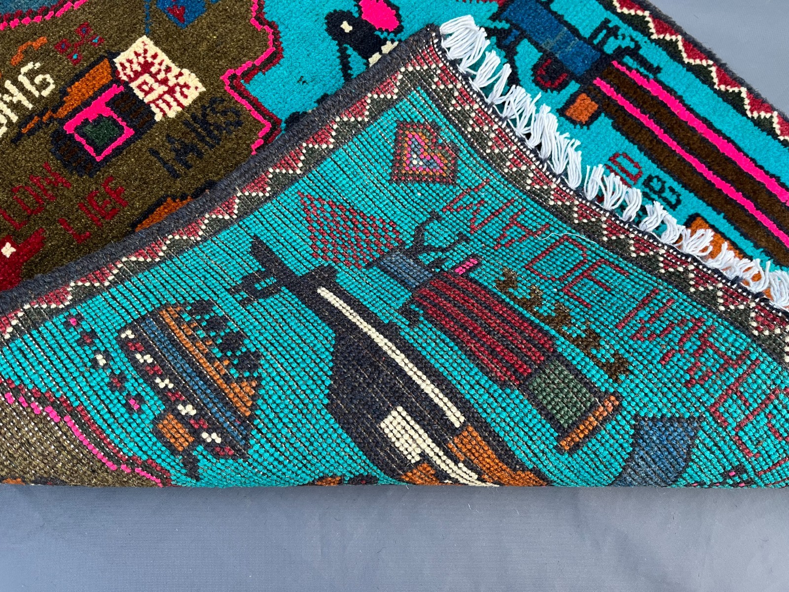 2’1 x 2’8 Ft Colorful Afghan War Rug –2025 Map of Afghanistan Military Pictorial