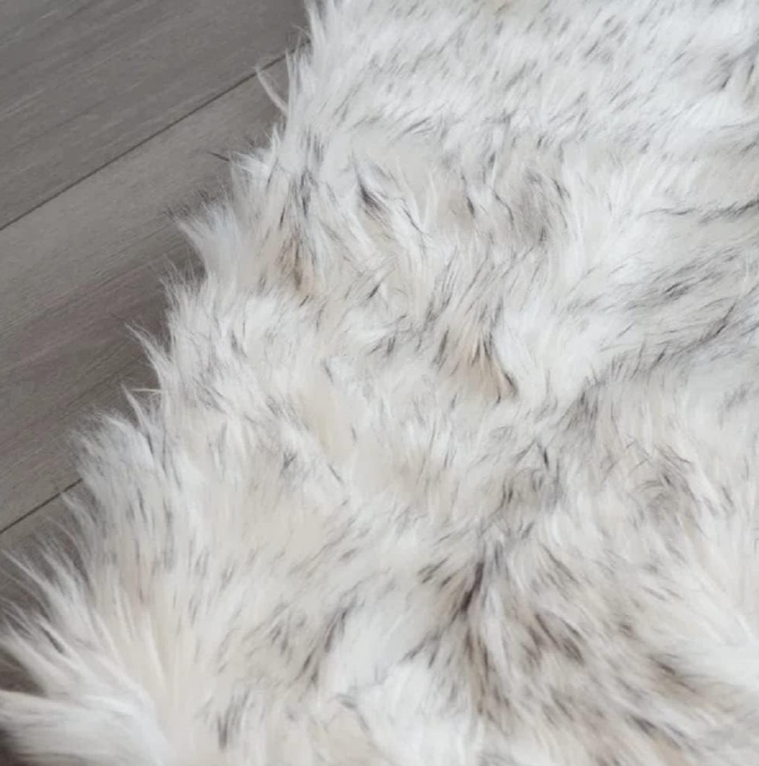 10′ x 14′ Faux Fur Area Rug White Grey Shaggy Carpet Room Mat Faux Suede Back