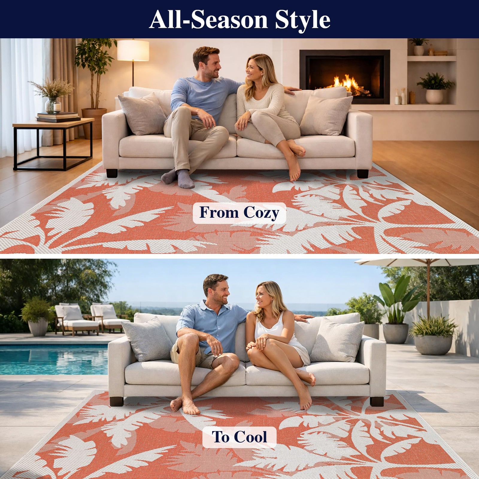 Couristan Monaco Indoor Outdoor Area Rug Flora 39 X 55 In Ivory Hose Washable