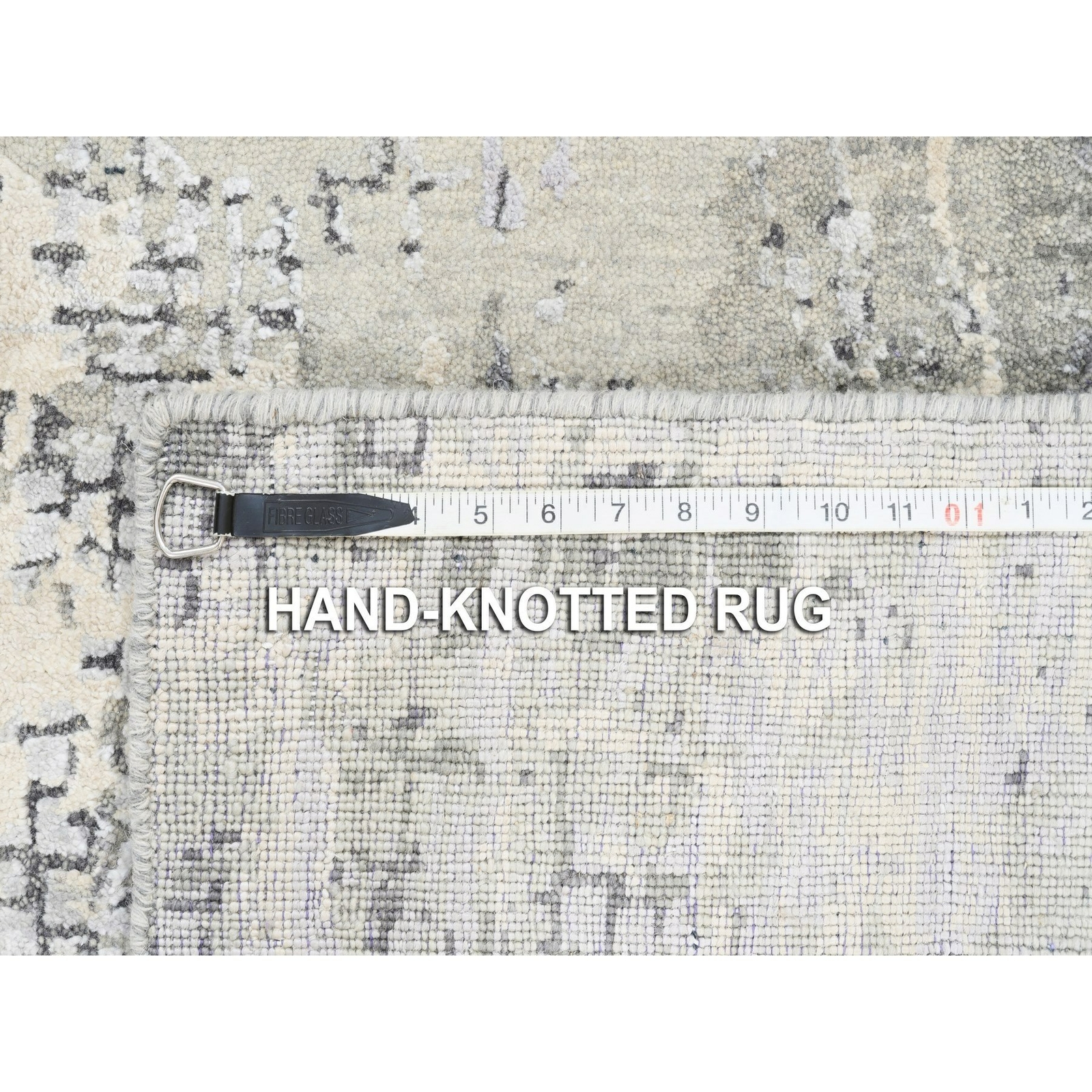 2’7″ x 5’10” WoolSilk Abstract with Mosaic Design Hand Knotted Runner Rug R62691