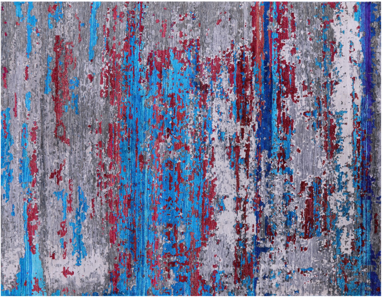 8′ 1″ X 10′ 0″ Handmade Wool & Silk Abstract Rug – Q13499