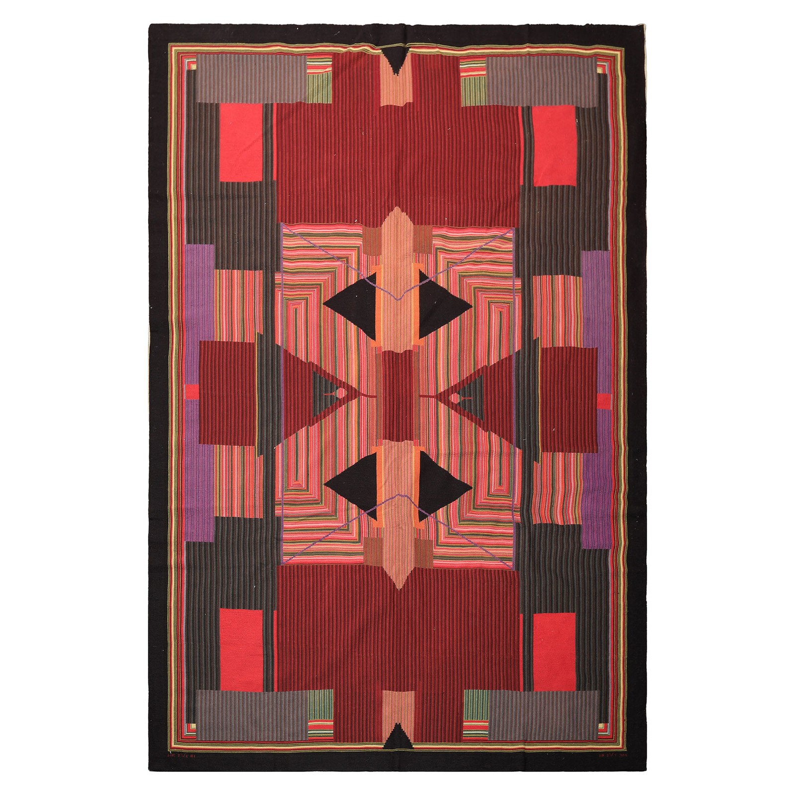 6×9 Asmara Hand Woven Flatweave Wool Burgundy Needlepoint Botanical Rug