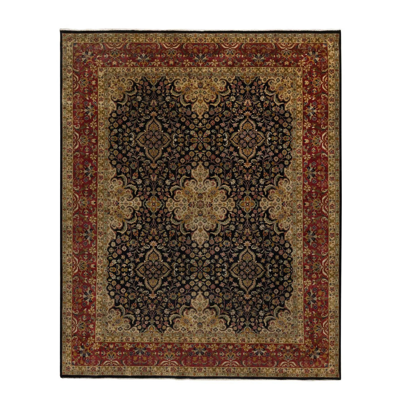 8’x9’10” Black Hand Knotted Kishoon Revival 300 KPSI Rug New Zealand Wool R91434