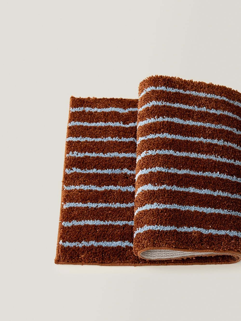 2.5 Ft Caramel Stripe Small Bath Mat Washable NonSlip 18×30 Inch Area Rug