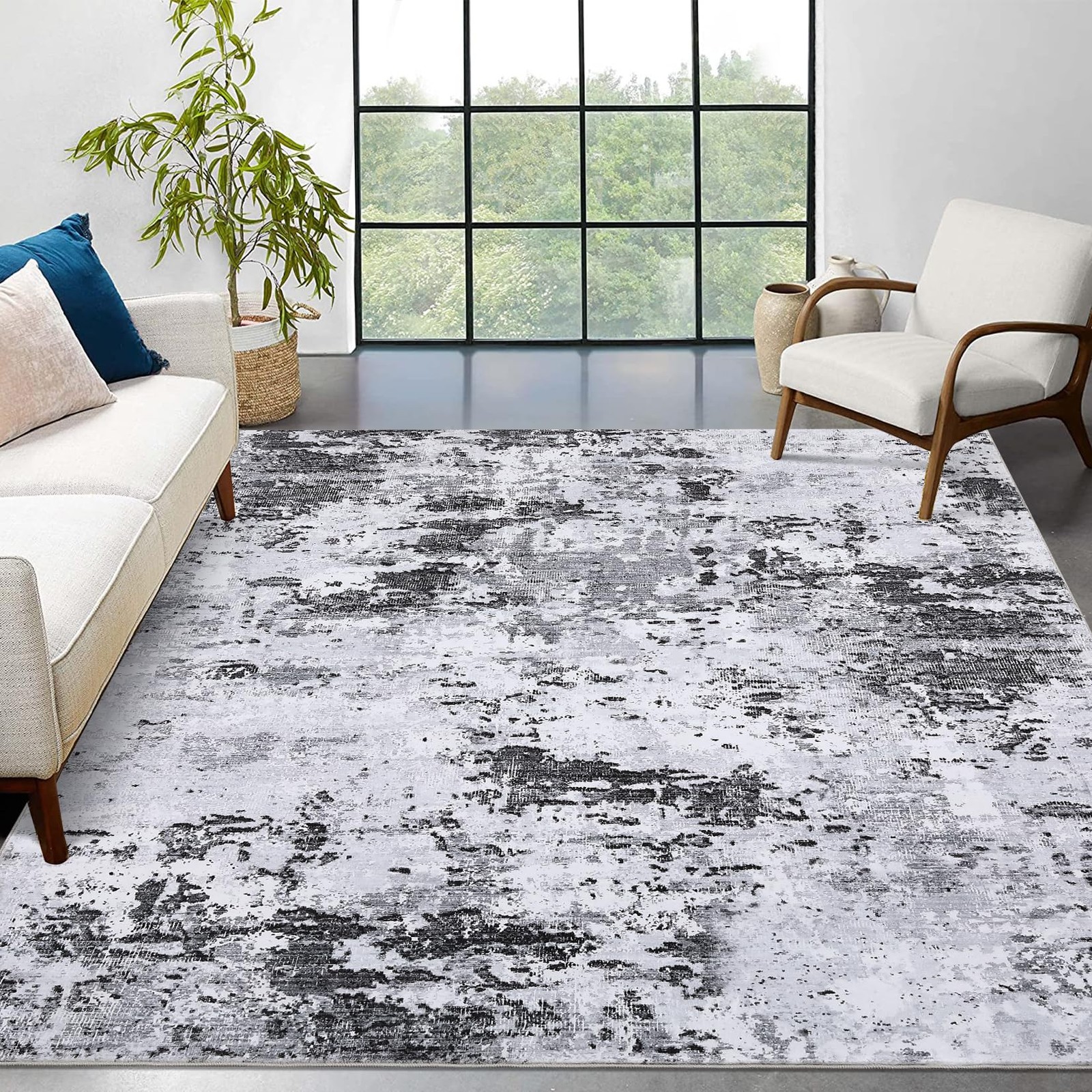 Modern Abstract Taupe Beige 3×5 Area Rug Non Slip Living Room Bedroom clearance