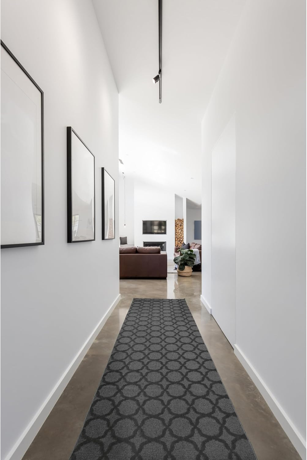 Sparta Non Slip Polypropylene 2 Ft. X 8 Ft. Cinder Gray Area Rug- Ideal for Livi