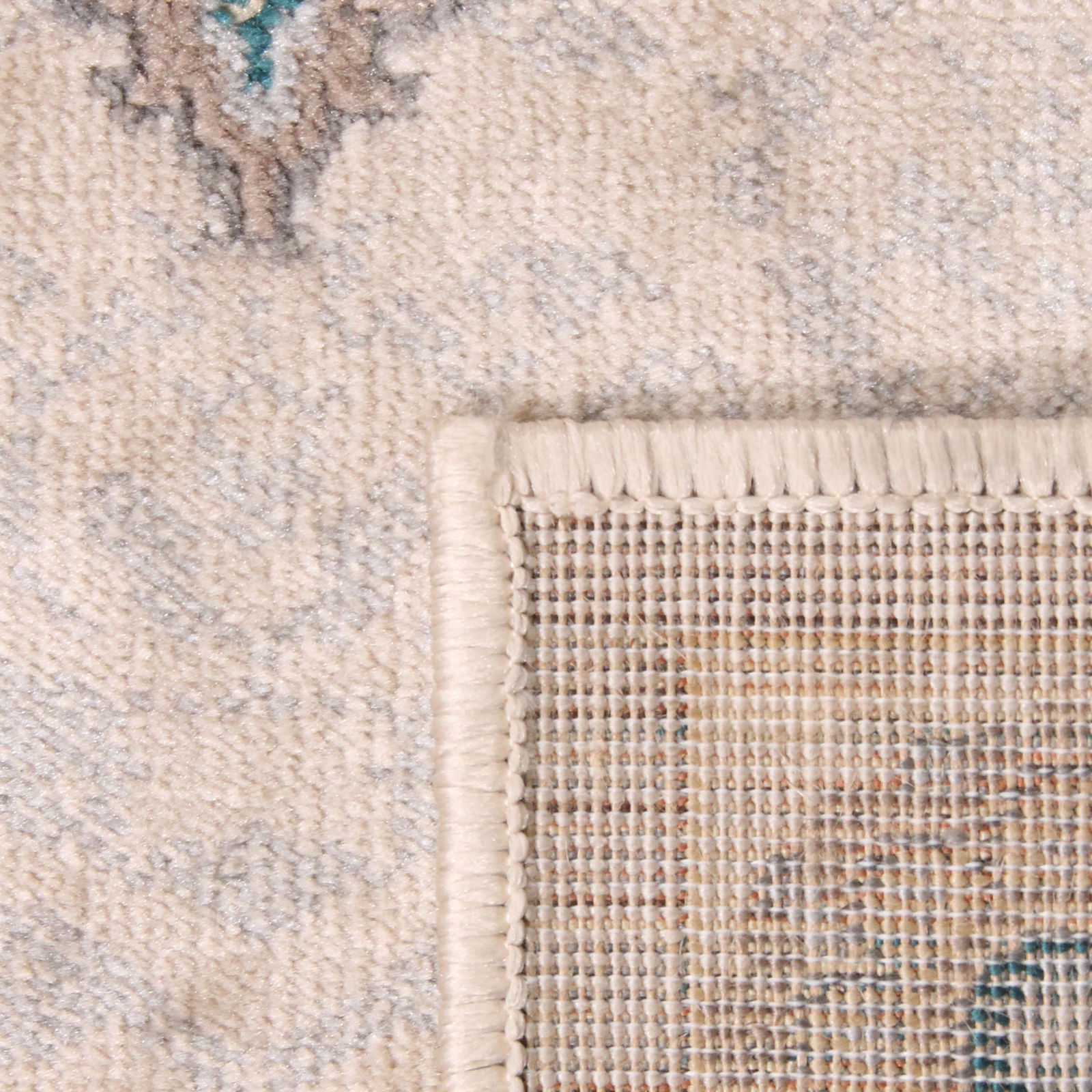 Traditional Indoor Textured Medallion Runner and Area Rug Rug with Jute Backing