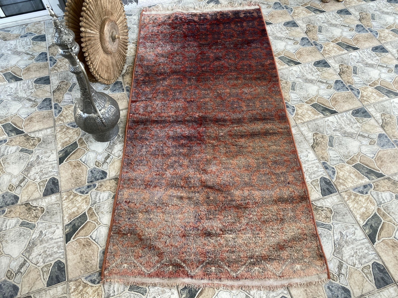 Vintage Turkish Oushak Rug Handmade Wool 1960s Anatolian Tribal Runner