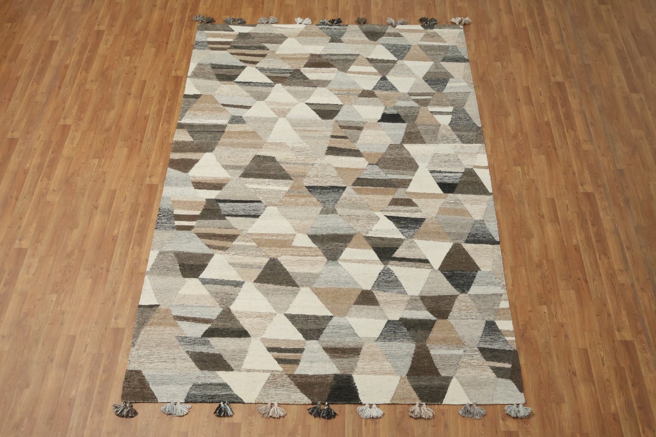 Modern Rustic 7×10 Area Rug with Textured Multicolor Geometric Design