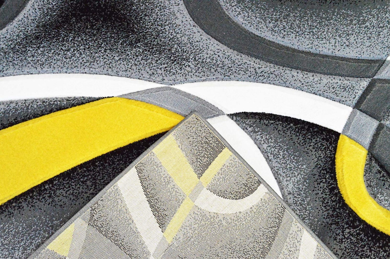 Premium Carved Modern Contemporary Abstract Rug 2305 Yellow 5’3”x7’6”