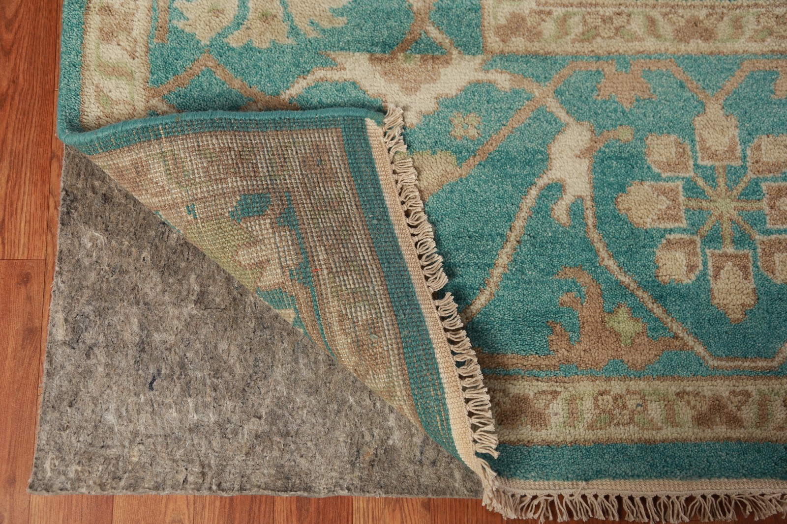 All-Over Oushak Indian Area Rug 9×12 Handmade Wool Teal Green Oriental Carpet