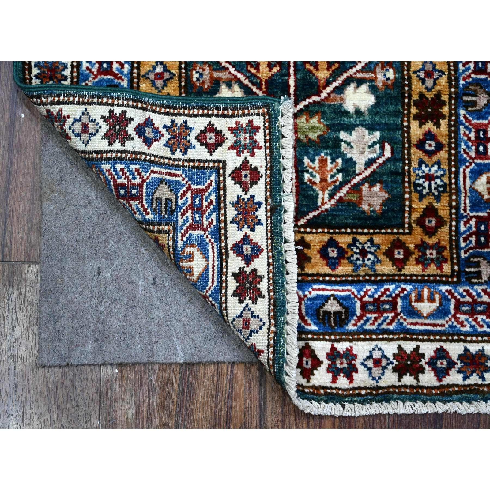 2’x5’8″ Green Hand Knotted Wool Oushak Willow And Cypress Tree Runner Rug R89437