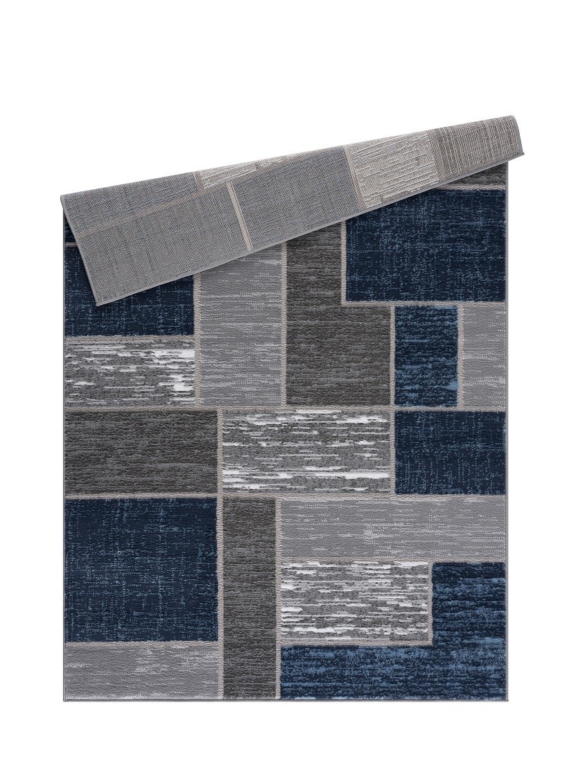 L’Baiet Verena Blue Geometric 5 ft. x 7 ft. Fabric Area Rug