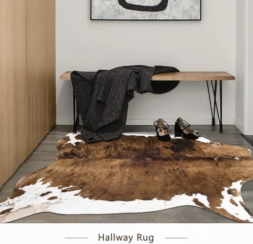 Luxury Faux Cowhide Rug 4.6×5.2 Feet – Western Cow Print Area Rugs for Living Ro