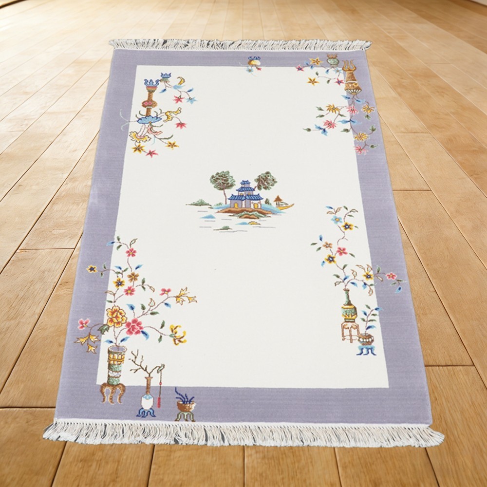 Zhiyi 3×4.7ft Handmade Wool Area Rug Oriental Handwoven Artisanal Carpet C11