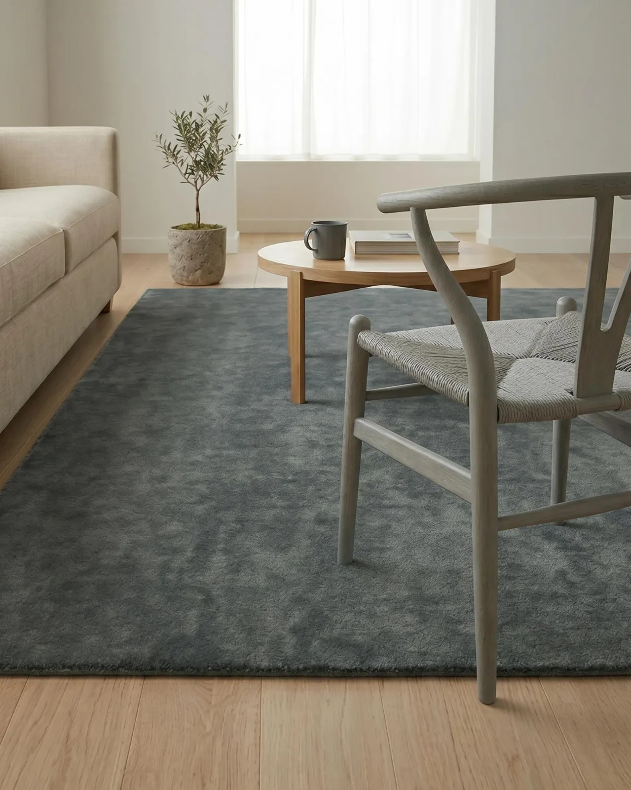 Hand Tufted Rug, Solid Slate Grey Handmade Wool Rug, Contemporary Carpets
