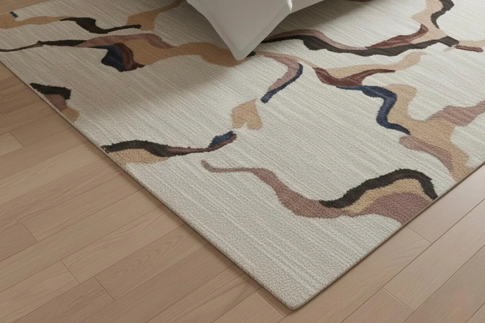 Hand Tufted Wool Area Rug – Beige, Blue, Brown Modern Rug Design Carpet Rug