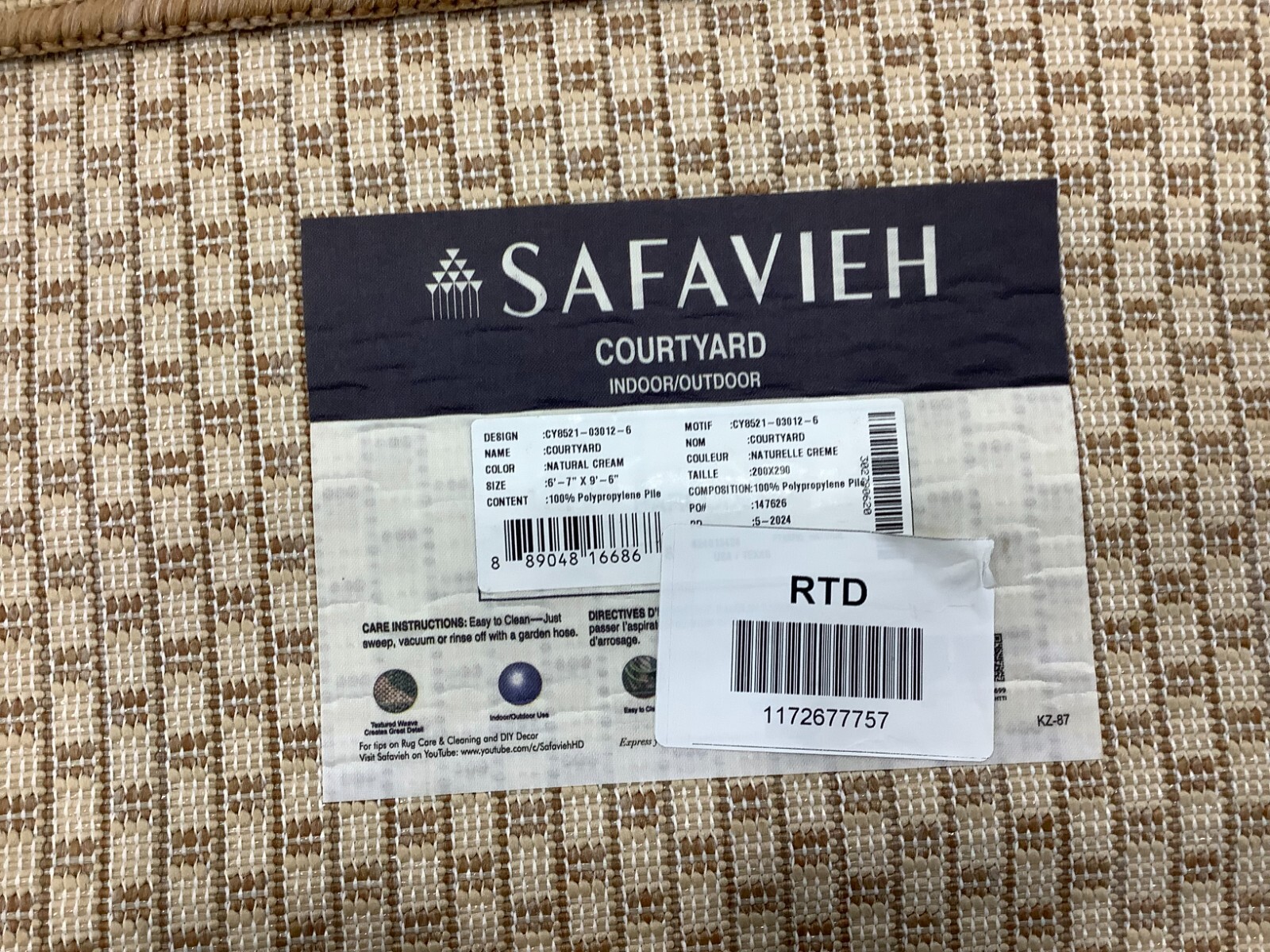 NATURAL CREAM 6′-7″ x 9′-6″ Damaged Rug, Reduced Price 1172677757 CY8521-03012-6