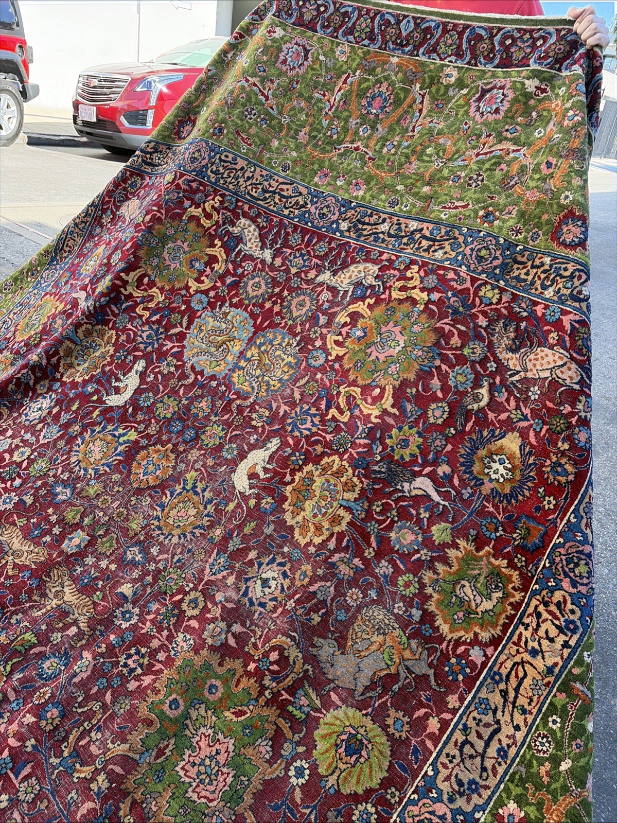 Auth: Antique Lavar Rug Spiral Tendril Classical Era Masterpiece 10×19