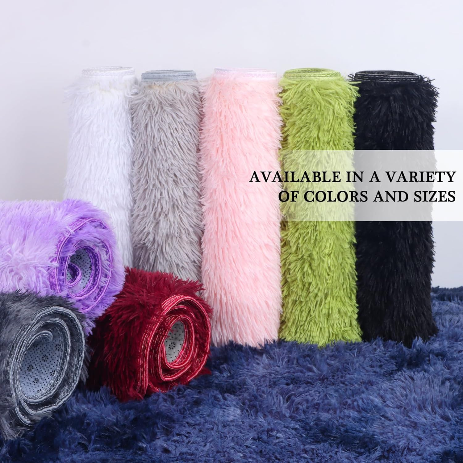 Navy Blue Fluffy Bedroom Rug 3X5 Ft, Tie-Dye Shag Plush Area Rug for Nursery Pla