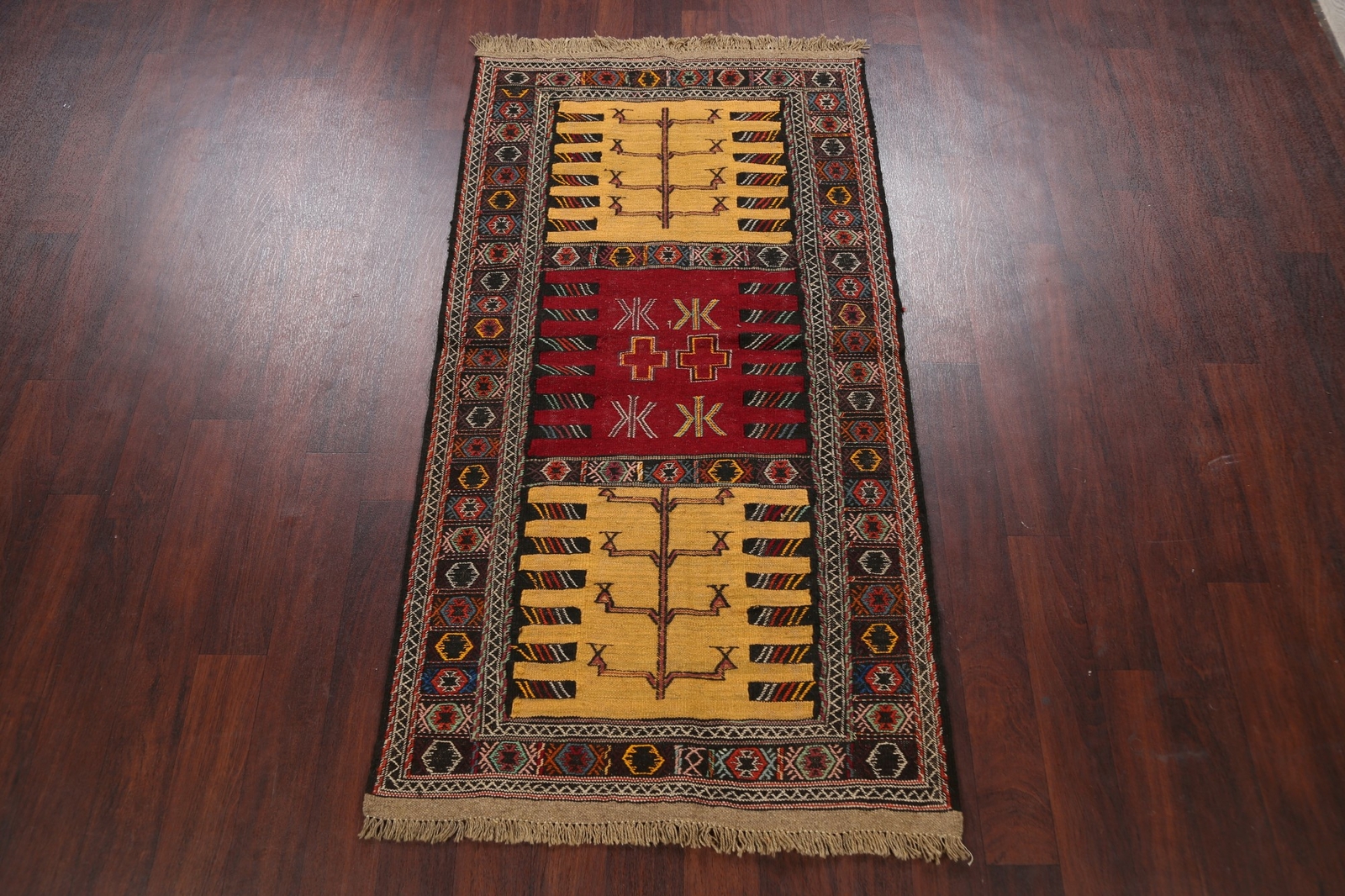 Tribal Sumak Kilim Hand-Woven Area Rug Geometric Nomad Home Decor Carpet 3×6 ft