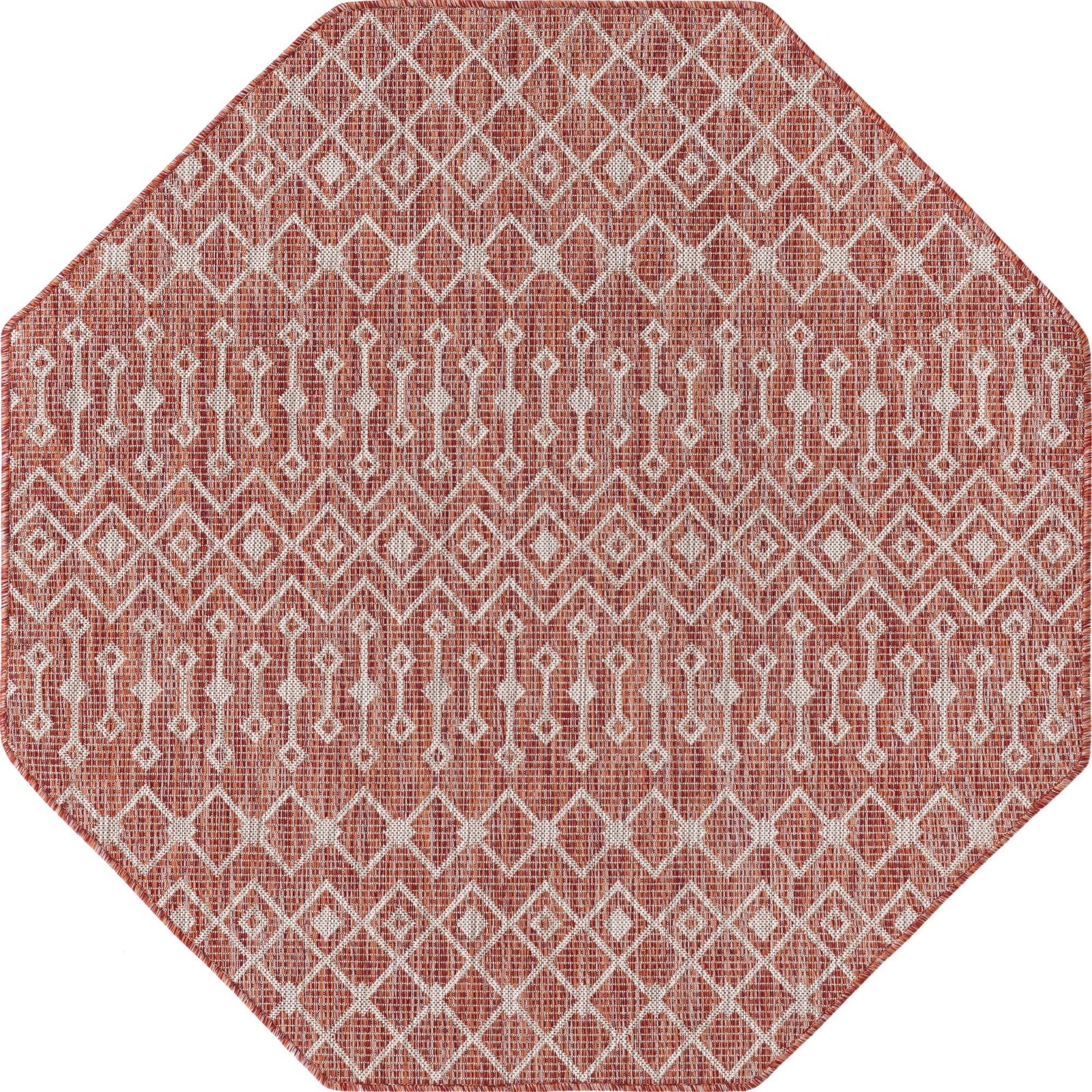 Unique Loom Outdoor Collection Area Rug – 5 3 Octagon Rust Red/