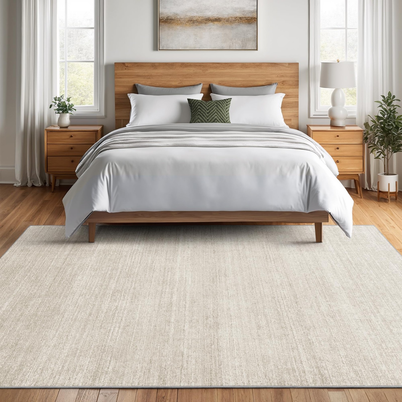 Washable Rugs 8×10 – Stain Resistant 0.25in Low Pile Non Slip – Soft for Living