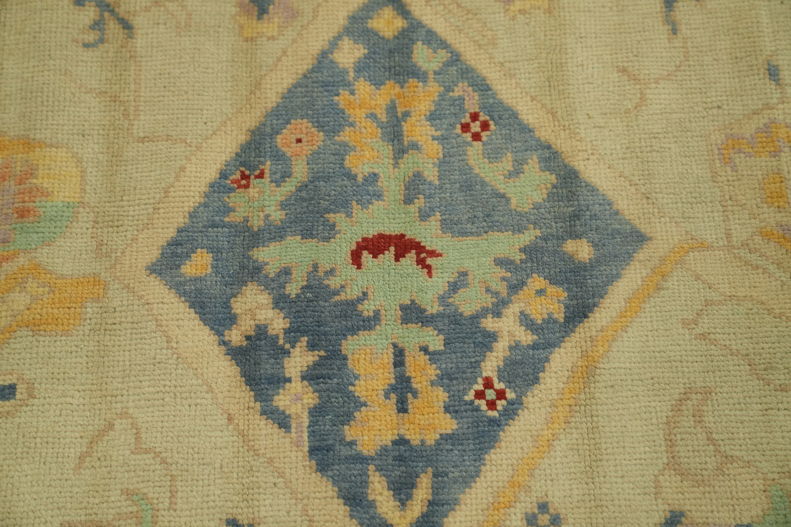 Vegetable Dye Pale Green Wool Oushak Turkish Hand-made Rug Oriental Carpet 4×7
