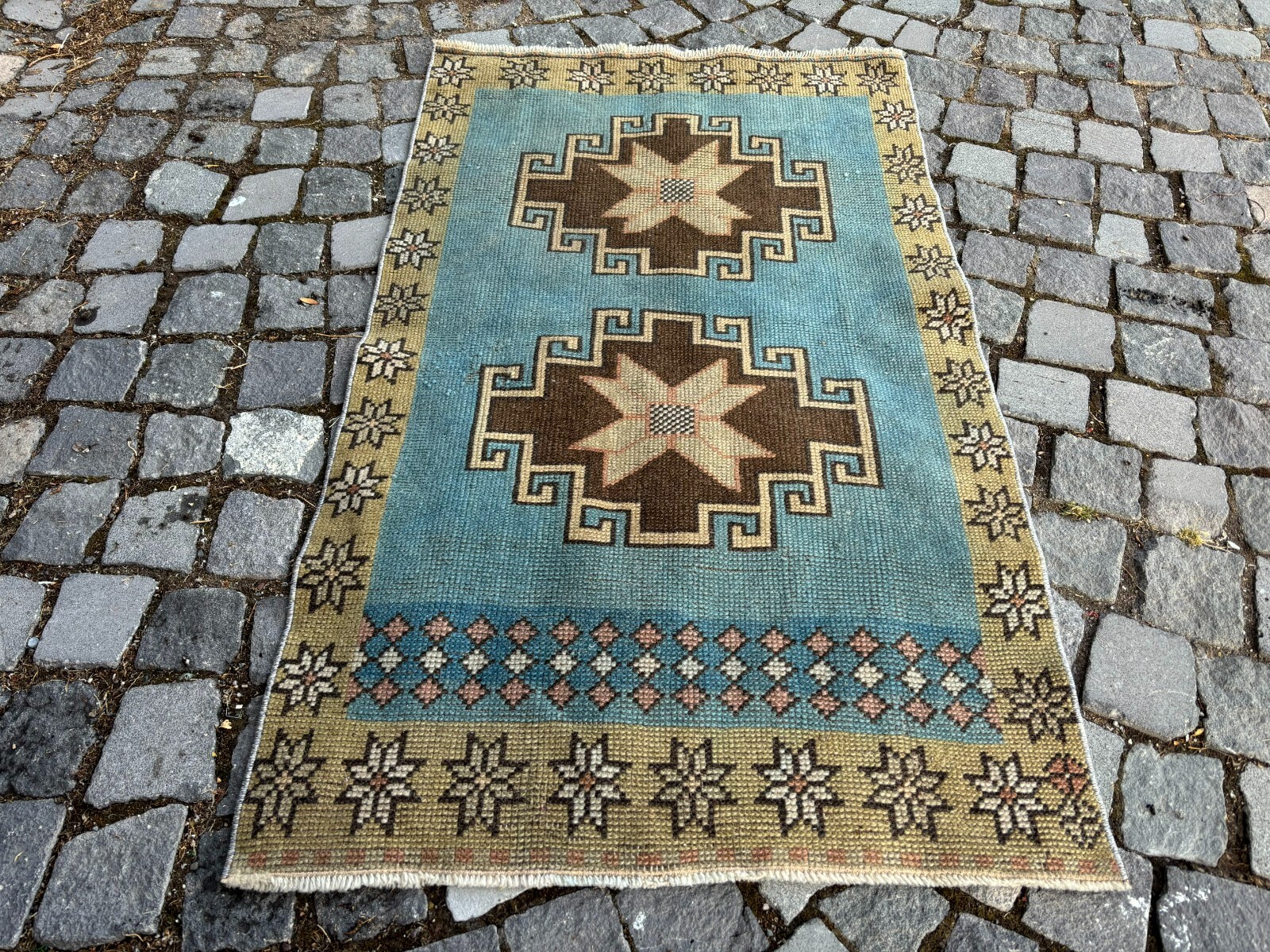 Wool rug, Area rug, Vintage rug, Turkish rug, Bohemian rug 2,5 x 4,3 ft