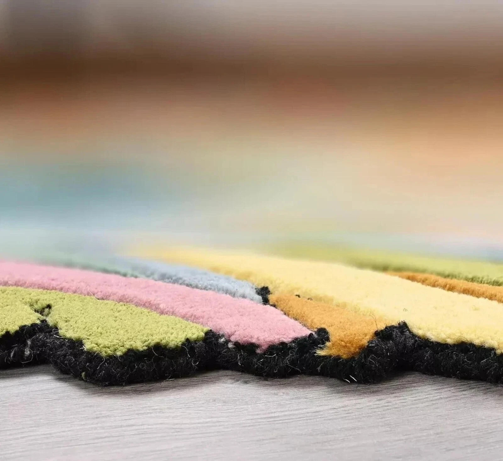 Multicolor Abstract Hand Tufted Area Rug Irregular Shape Modern Art Carpet