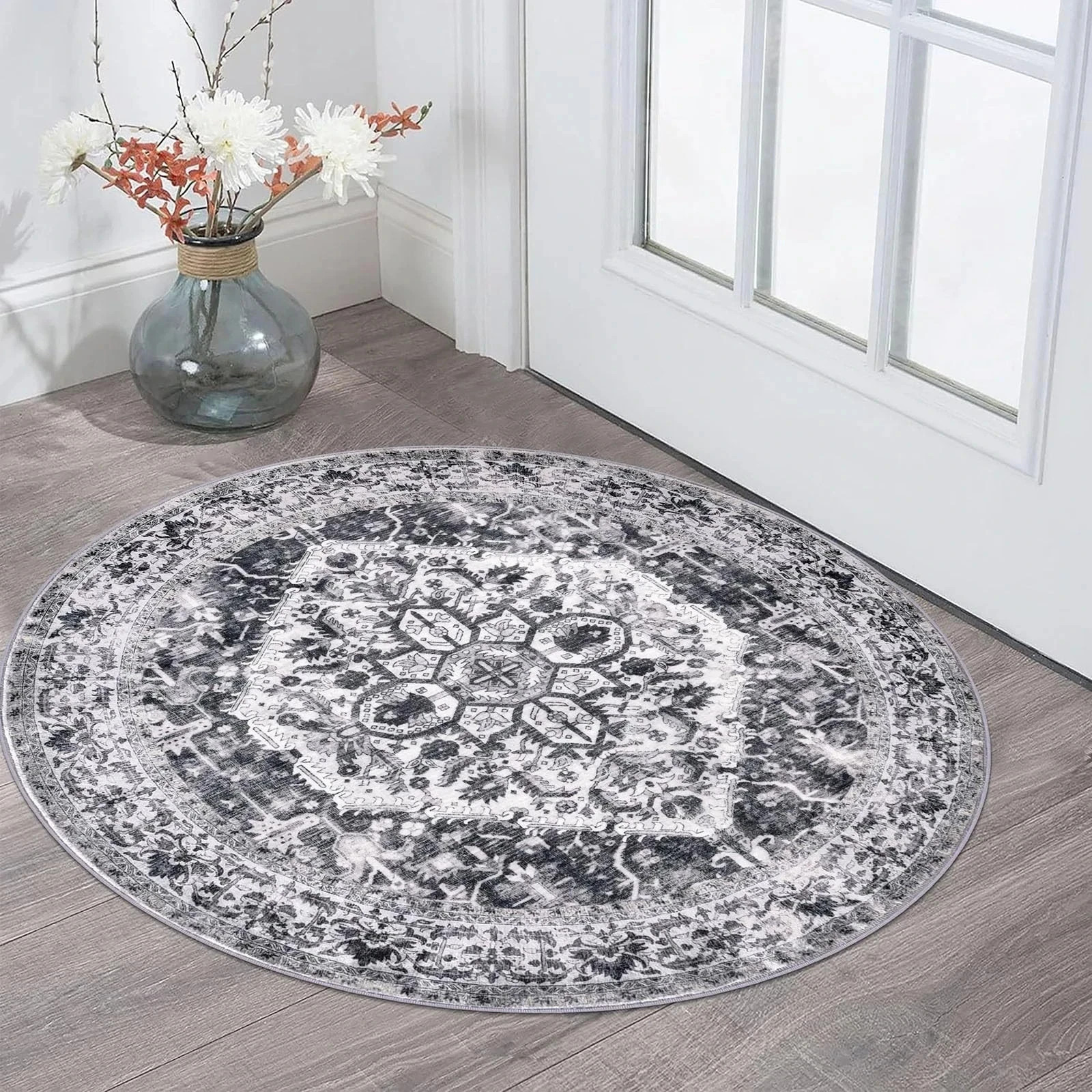 Round Rug 3 Ft Rugs for Entryway Washable Circle Entrance Rug Non Slip Round …