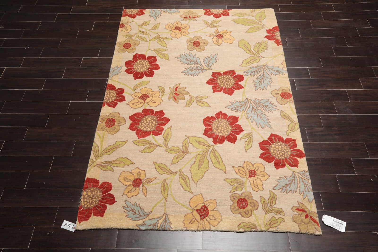 Tufenkian Chelsea Garden Hand Knotted Wool Tibetan Area Rug Beige 5’6″ x 8’6″