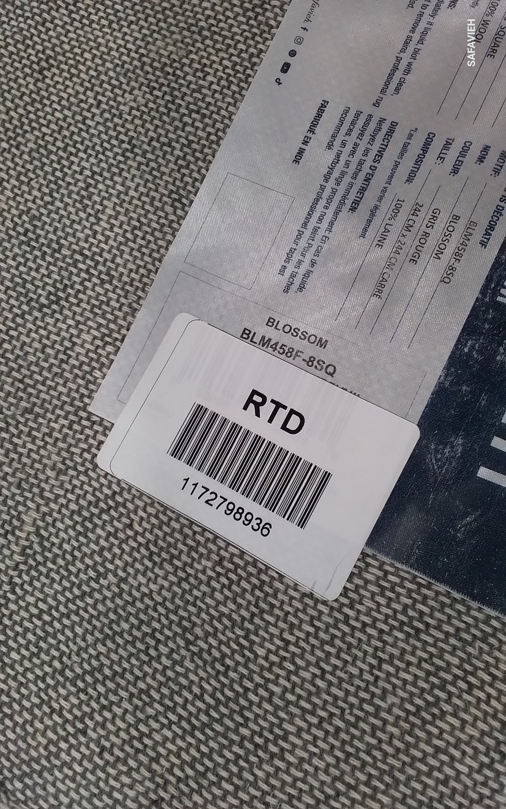 GREY / RED 8′-0″ x 8′-0″ Back Stain Rug, Reduced Price 1172798936 BLM458F-8SQ