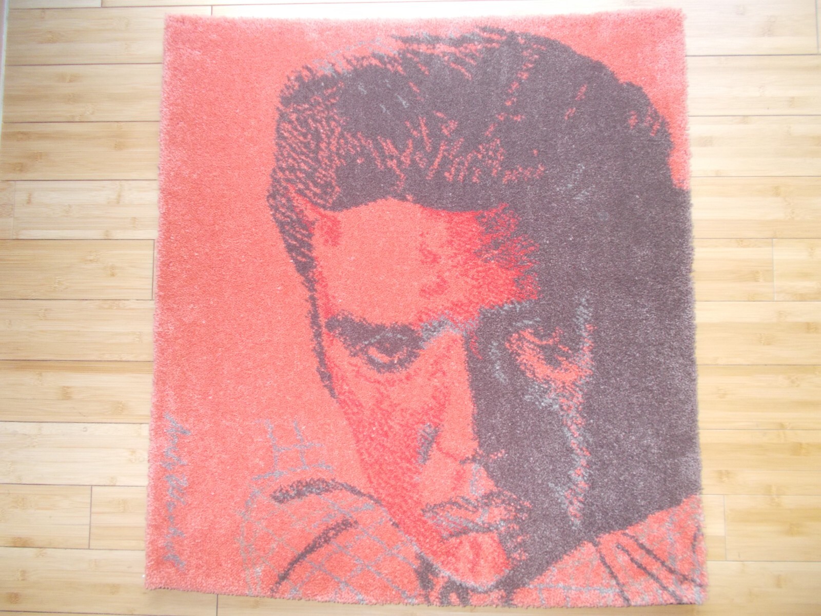 ANDY WARHOL AREA RUG WALL HANGING RED ELVIS PRESLEY 32″ X 34″ BY EGE FROM 1997